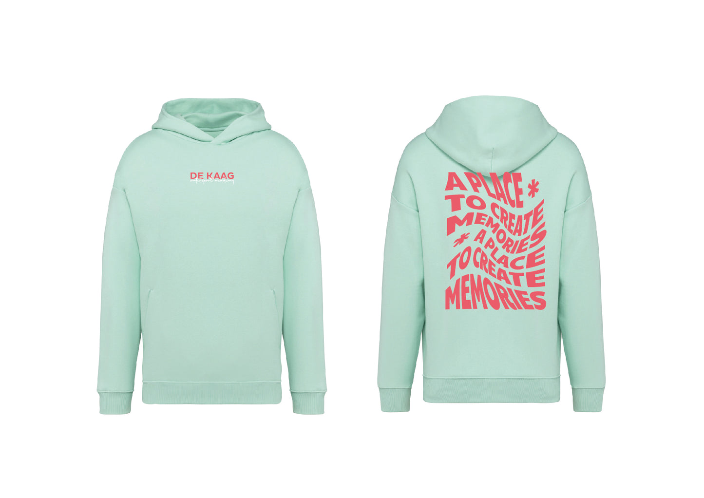 Hoodie happy season - Groen, rode opdruk