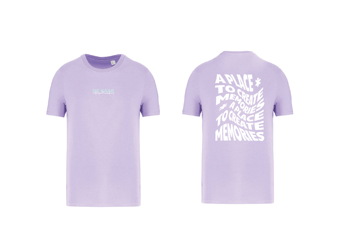 T-shirt happy seasson - Lila, witte opdruk, mint voorkant