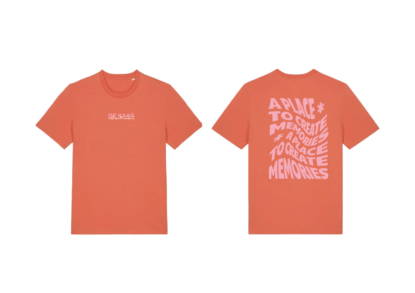T-shirt happy season - Rood, roze opdruk