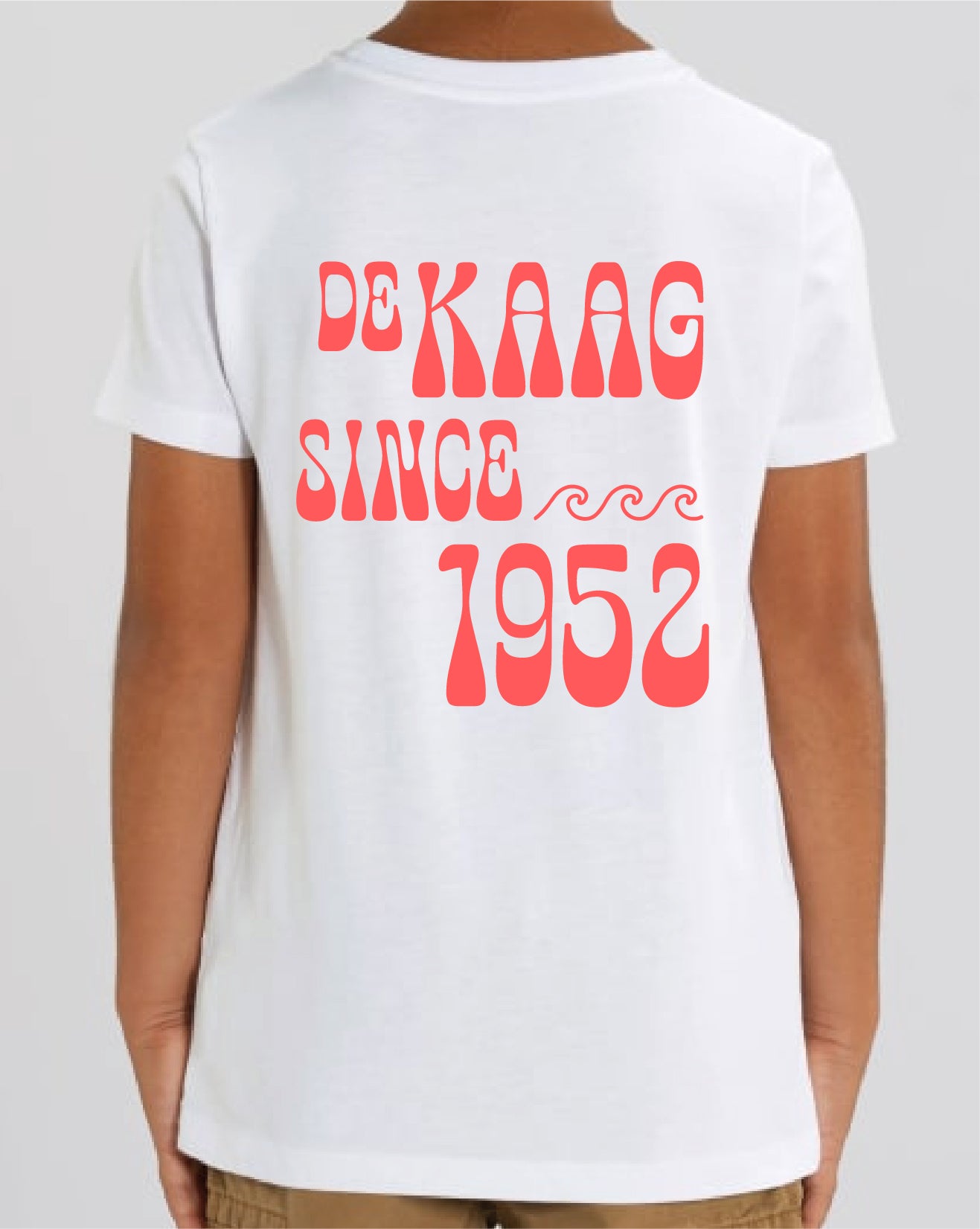 T-shirt waves - Wit, oranje opdruk