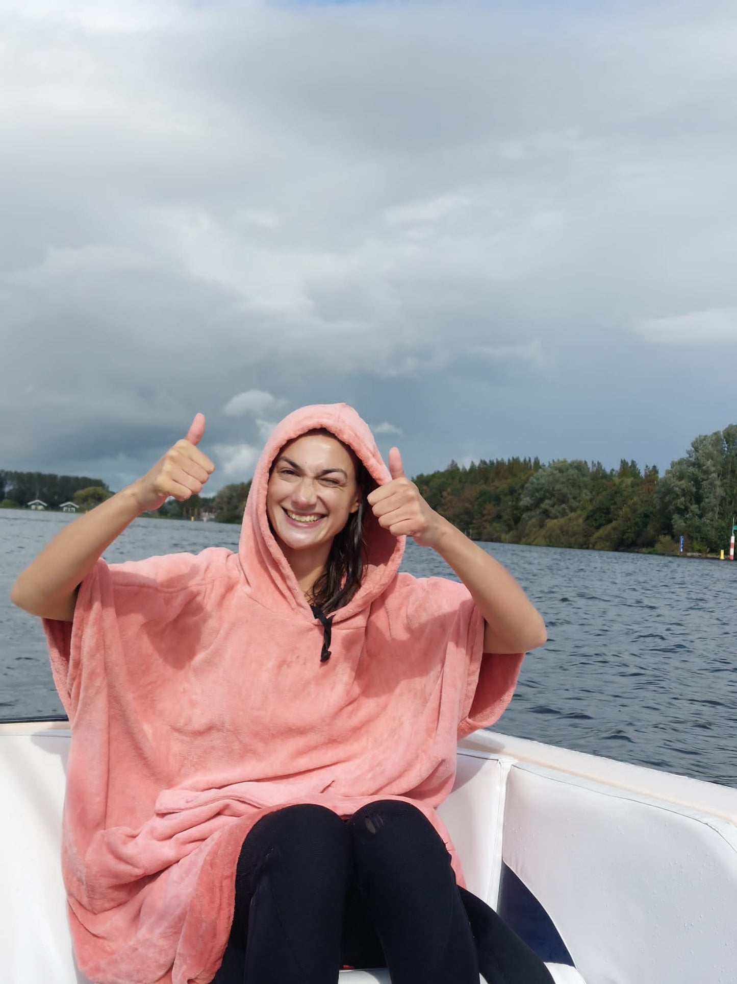 Badstof Poncho roze