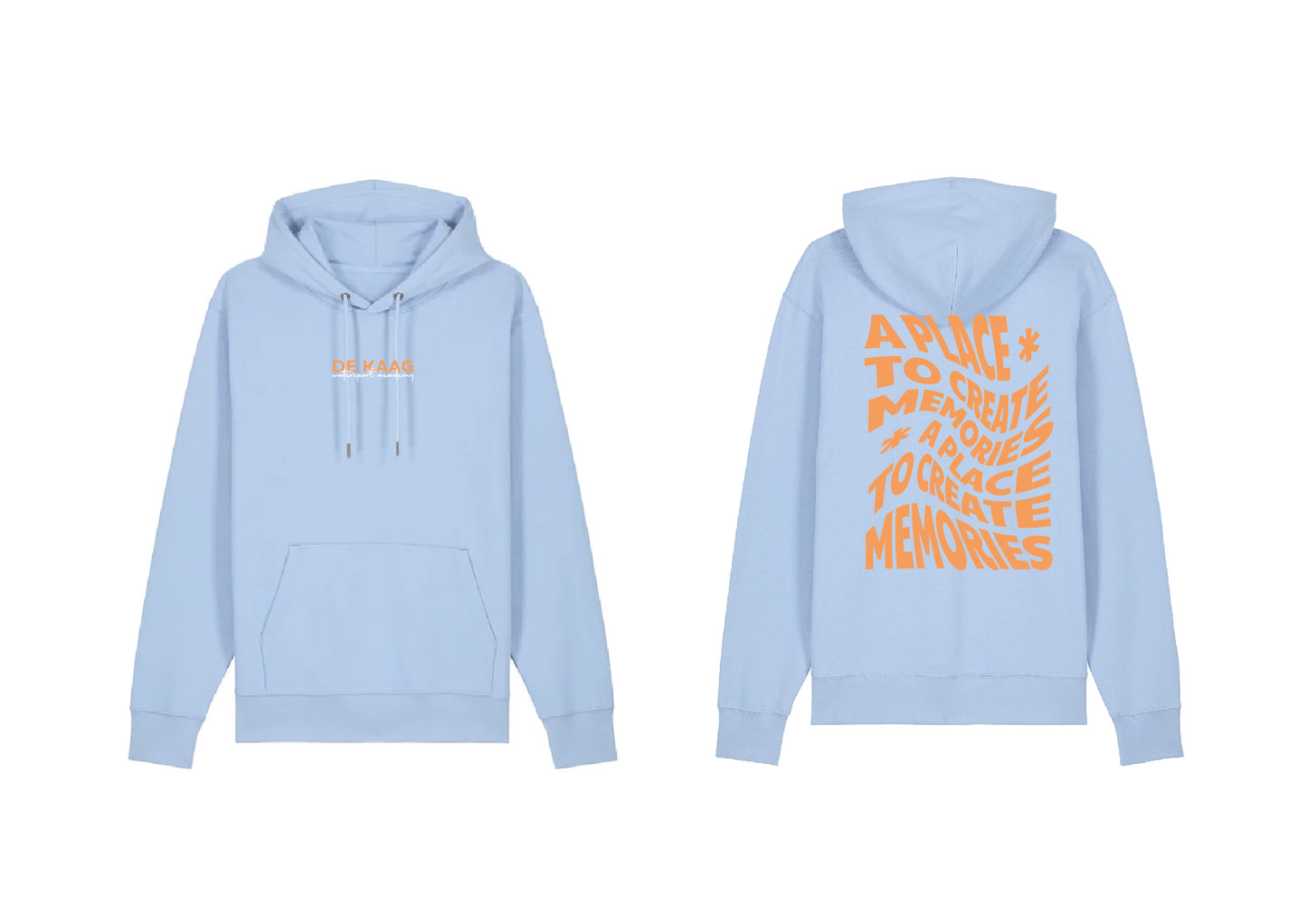 Hoodie happy season - Blauw, oranje opdruk